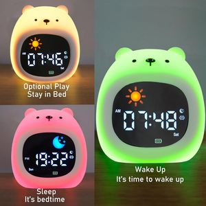 Réveil pour enfants Ok pour réveiller Tranier avec veilleuse Machine à son ours chambre Portable bureau sommeil formation cadeau d'anniversaire - Product Image 4