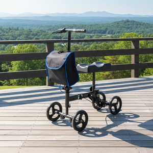 הליכון ברכיים מתקפל מסיבי פחמן עם בולם זעזועים, מושב מתכוונן ותיק אחסון נוח להתאוששות מפציעות ברכיים - Product Image 1