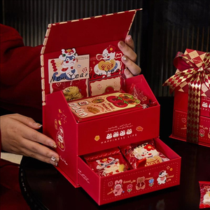 Creative 3D <strong>House</strong> <strong>Shape</strong> Magnetic Ribbon New Year Drawer Gift <strong>Box</strong> Baking Candy Biscuit Packaging <strong>Box</strong> for Promotion - Product Image 4