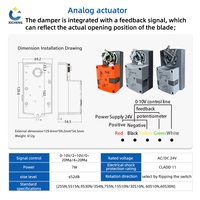 Actuador de Válvula de Aire Eléctrico, Actuador de Válvula Reguladora de Volumen de Aire de 24V, Válvula VAV de 24V, Actuador Analógico con Control de Señal de 0-10V