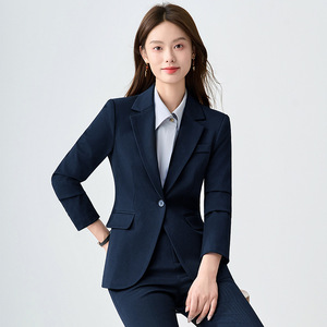 Women's Formal Suit Set Full Sleeve Worsted Anti-Wrinkle Turn <b>Down</b> Collar Autumn Business Work Attire - Product Image 3
