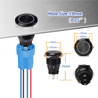 Interrupteur à bouton-poussoir LED RGB en aluminium/acier inoxydable IP65 1NO1NC 5A 250V AC/DC avec anneau lumineux multicolore