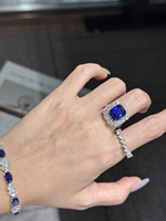 Nouveauté : Ensemble de bijoux en saphir cultivé en laboratoire 18 carats, pierre précieuse taille émeraude, vente en gros et au détail de bijoux fins