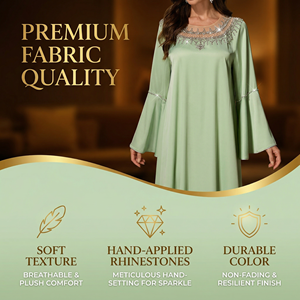 Robe musulmane élégante ornée pour femme, coupe ample, manches longues, pour occasions spéciales, fourniture OEM - Product Image 3