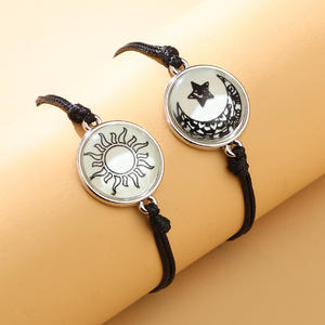 커플 친구 팔찌 썬문 연인 빛나는 매력 로프 꼰 팔찌 조각 세트 - Product Image 1