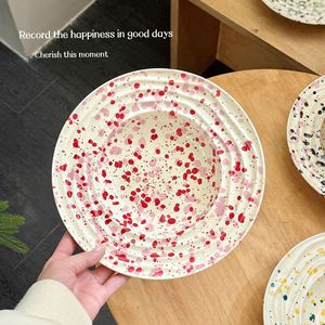 Vaisselle en porcelaine rétro de luxe légère effet éclaboussures d'encre, bols à riz et assiettes à soupe pour le petit-déjeuner/dessert/salades, passe au micro-ondes - Product Image 4