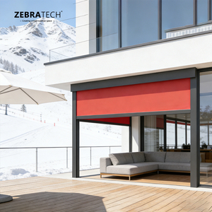 Stores à fermeture éclair intégrés électriques étanches pour l'extérieur, en tissu filtrant la lumière, pour grandes murs vitrés, système d'ombrage de balcon CE - Product Image 1