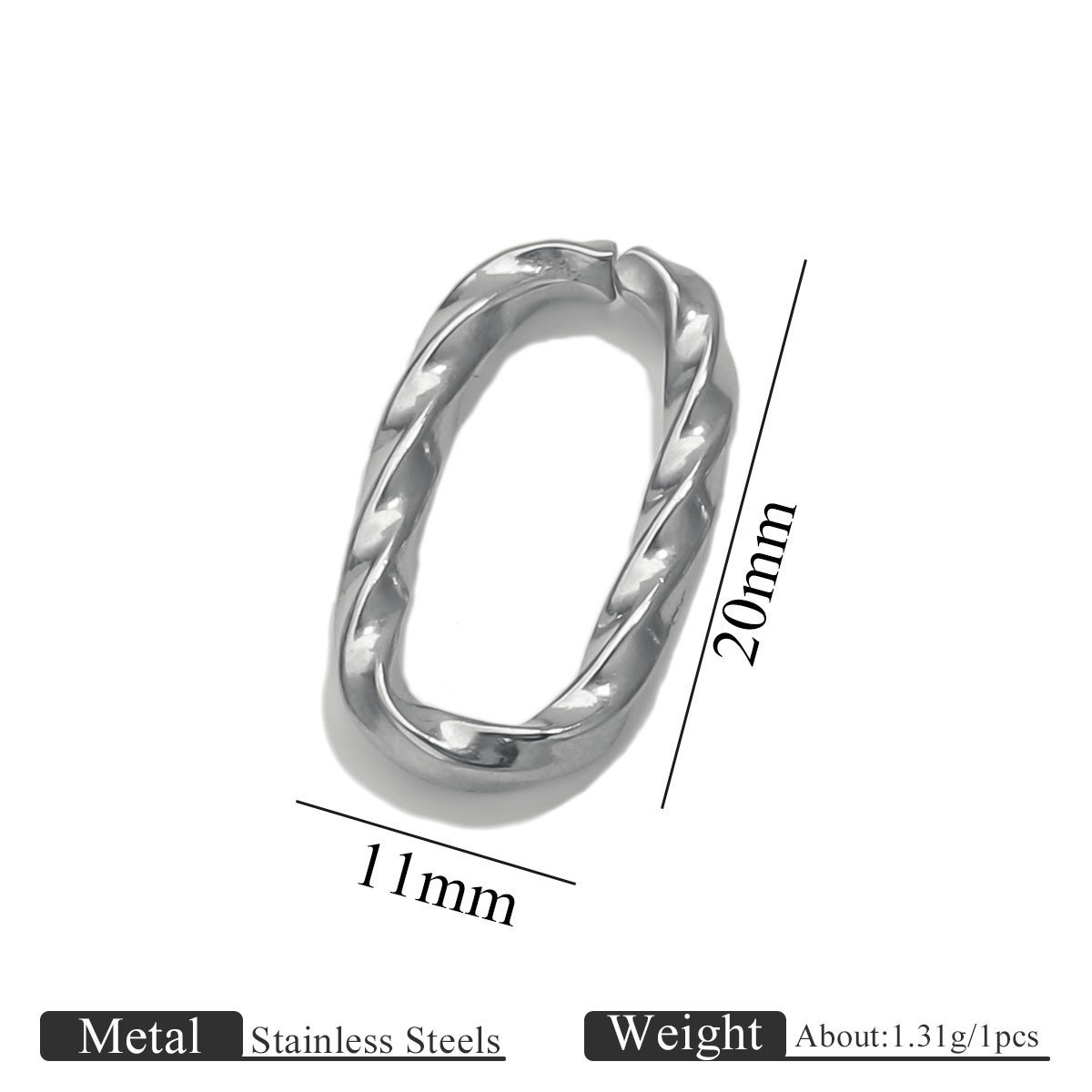 Steel silver 2.4mm twisted square wire, 11*21