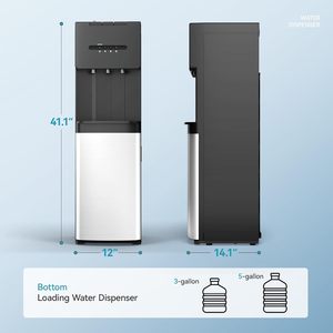 Distributeur d'eau Euhomey à chargement par le bas, 3 températures, en acier inoxydable noir, sur pied - Product Image 2