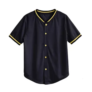 Wholesale plain black baseball jersey hip hop 100% polyester sublimation custom baseball jersey for men women