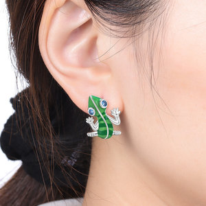 Pendientes de aro camaleón en cobre blanco azul verdoso, diseño original de nicho, pendientes de alta gama al por mayor para mujer - Product Image 5