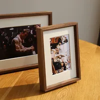 Cadre photo en bois de noyer noir de qualité supérieure, design moderne minimaliste, fait main, écologique, avec passe-partout blanc, pour décoration murale ou de bureau, cadeau