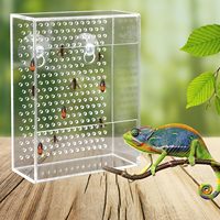 Boîte d'alimentation transparente en acrylique pour lézards et caméléons, boîte d'alimentation pour reptiles, boîte à nourriture pour insectes à fixer au mur avec ventouses