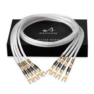 ATAUDIO HIFI speaker Audio Cable HIFI 99.999% 5N Single crystal copper OCC Silver-plated Speaker Cable banana plug Y plug