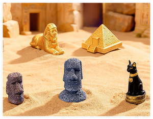 <span class=keywords><strong>Casa</strong></span> de Jardín de Hadas en Miniatura, Edificio de Resina 3D, Pirámide del Antiguo Egipto, Amor Religioso, Pintado a Mano, Gris Marrón, Torre Moái - Product Image 3
