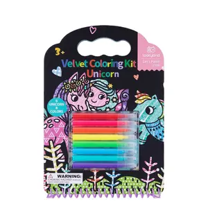 Kit de terciopelo para colorear pintura unicornio artes y manualidades juguetes de dibujo para niños libro para colorear para niños - Product Image 1