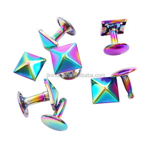 Kim loại cầu vồng <span class=keywords><strong>Spike</strong></span> đinh tán 12mm kim tự tháp nhanh chóng đinh tán nailhead đinh tán đồng Punk vuông gai cho túi ví quần áo - Product Image 4