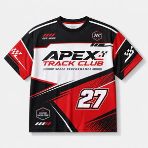T-shirt graphique Racing Culture à rayures rouges et blanches, style Motorsport, tee-shirt streetwear surdimensionné - Product Image 3
