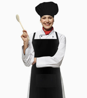 Kit tablier de chef Hyzrz avec chapeau, pour usage en cuisine, léger, 1 poche, réglable, unisexe, cadeau pour le père (blanc), modèle AH001W