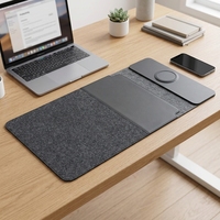 Support pour ordinateur portable 3-en-1 en matériau EVA professionnel avec chargeur sans fil (10W), tapis de souris et support ergonomique pour la maison et le bureau – En stock