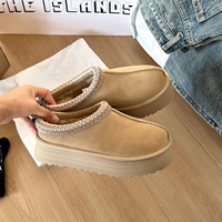 Bottes d'hiver en cuir de mouton et fourrure pour femme 2025, bottes de neige à plateforme en peau de mouton, Uggs, pantoufles de créateur Tazz, chaudes et confortables