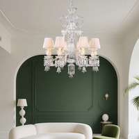 Lustre en cristal K9 avec abat-jour en tissu pour la décoration intérieure, idéal pour les projets hôteliers, les chambres et les salons