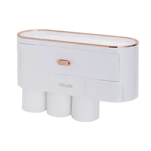 Tự Động Kem Đánh Răng Kem Đánh Răng Dispenser Với Bàn Chải Đánh Răng Chủ Bàn Chải Đánh Răng Và Tự Động Bơm Cán Ép Kit Set Wall Mount