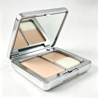 Étui de palette de maquillage vide écologique pour poudre libre, carré, avec miroir en ABS plaqué argent, épaisseur 5 mm, impression par tampon à chaud