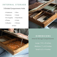 Bureau d'ordinateur portable en bois de bambou avec tiroir de rangement et coussin, plateau de lit à hauteur réglable pour bureau à domicile (marron)