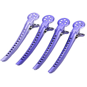 Pinzas para el cabello de acero inoxidable de 12 cm, pinzas de posicionamiento de colores para uso diario en salones de belleza, morado, azul, rojo ladrillo - Product Image 3