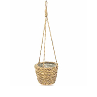 Panier suspendu rond en rotin tressé, écologique et durable, pour pot de fleurs et décoration de jardin (vente en gros)
