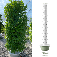 Tour de jardinage vertical pour jardin, 13 niveaux, 52 trous, système hydroponique avec pompe et minuterie pour la culture des légumes