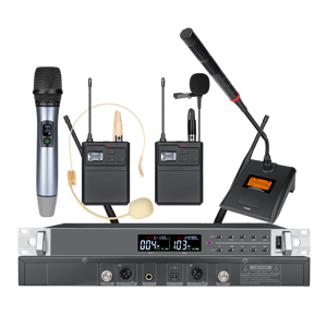 Sistema de Micrófono Inalámbrico XLR de Doble Canal EIF HD-2000 Profesional, Portátil, de Plástico, con Cancelación de Ruido por Infrarrojos - Product Image 1
