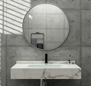 Modern Round Wall-Mounted Smart LED Anti-Fog Bath <b>Mirror</b> with Touch Switch <b>Silver</b> Metal Frame for Home Use - Product Image 6
