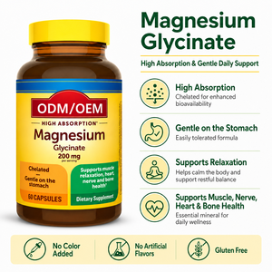 Glicinato de Magnesio de Marca Privada 200mg - Fórmula Quelada de Alta Absorción ODM/OEM - Solución de Fabricación de Suplementos de Primera Calidad - Product Image 2