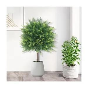 PZ-1-165高品质塑料绿色雪松叶花盆人造植物前门花园装饰
