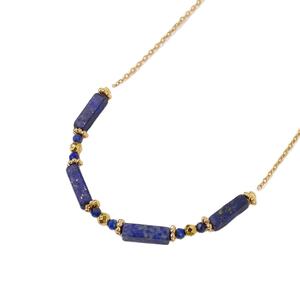 2025 Vintage Style ternir sans véritable plaqué or en acier inoxydable Lazurite bijoux populaire cadeau Nature pierre collier fait main - Product Image 1