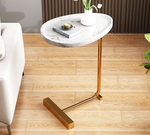 Set di Tavolini da Caffè Rotondi Moderni con Struttura in Acciaio, Tavolini Laterali <span class=keywords><strong>per</strong></span> Soggiorno, Divano, Camera da Letto - Product Image 3