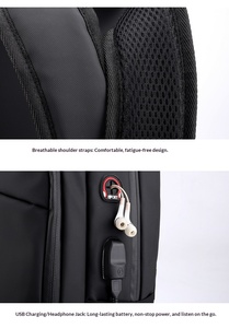 Sac à dos double pour ordinateur portable avec logo personnalisé, grande capacité, décontracté, professionnel, 17 pouces, unisexe, imperméable avec port USB - Product Image 2