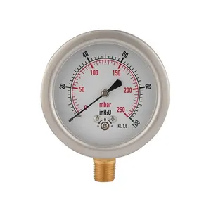 63mm Stainless Steel 2.5'' Dial Capsule Pressure Gauge With Customized Pressure Range 1/4''NPT Lower Mount 1.6 Accuracy
