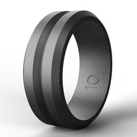 Bague unisexe en silicone à rainure en V de 8 mm, classique, de qualité alimentaire, écologique, pour le sport, bijou cadeau, bague de fête