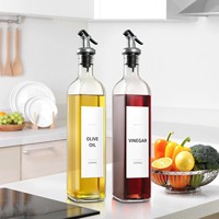 Bouteille en verre vide en gros avec bec verseur pour huile d'olive, vinaigre et sauce soja