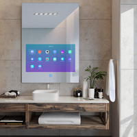 Miroir de salle de bain rectangulaire HD en verre fait main avec LED, toutes fonctions, fixation murale pour usage hôtelier