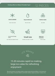 Máquina de Hielo Eléctrica Portátil de 12 Cubos para Encimera, Conveniente y Automática, Mini Máquina de Hielo para Uso Doméstico - Product Image 3