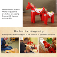 Horshi RTS suédois Dala cheval Statue en bois cheval Figurine pour la décoration de bureau à domicile couleur peinture artisanat classique