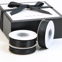 Cinta de Grosgrain Lude, Fabricante de Cintas con Logotipo Personalizado, Impresión en Lámina Negra 3D, Cinta de Satén Reciclada Sólida con Logotipo para Envolver Regalos