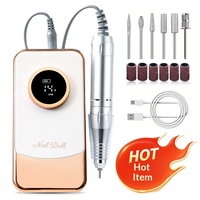 Ponceuse à ongles électrique rechargeable avec têtes de ponçage pour l'exfoliation, le retrait du vernis gel et le polissage professionnel des peaux mortes