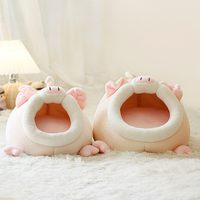 Lit-cage luxueux en velours écologique, chaud et mignon pour l'hiver, pour hamster et cochon d'Inde, avec housse amovible et lavable, style tendance, nid de repos