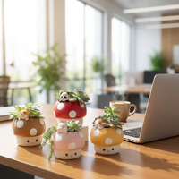 Roogo Pot de Jardin Écologique en Résine en Forme de Champignon Animali Bosco Vaso Fungo pour Plantes Succulentes avec Trou de Drainage