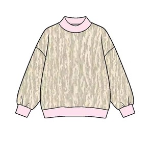 Pull décontracté pour enfants à manches longues, motif camouflage, avec bordure contrastante au col et à l'ourlet, vente en gros - Product Image 2